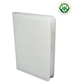 Carpeta binder acolchada blanca para cartas TCG con 9 bolsillos y cierre con cremallera