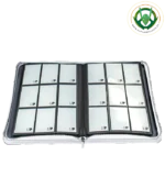 Carpeta binder acolchada blanca para cartas TCG con 9 bolsillos y cierre con cremallera